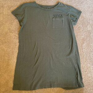 RVCA T-Shirt Dress, Large, Army Green